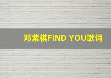 邓紫棋FIND YOU歌词